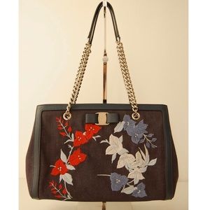 Authentic Salvatore Ferragamo Embroidered Satchel